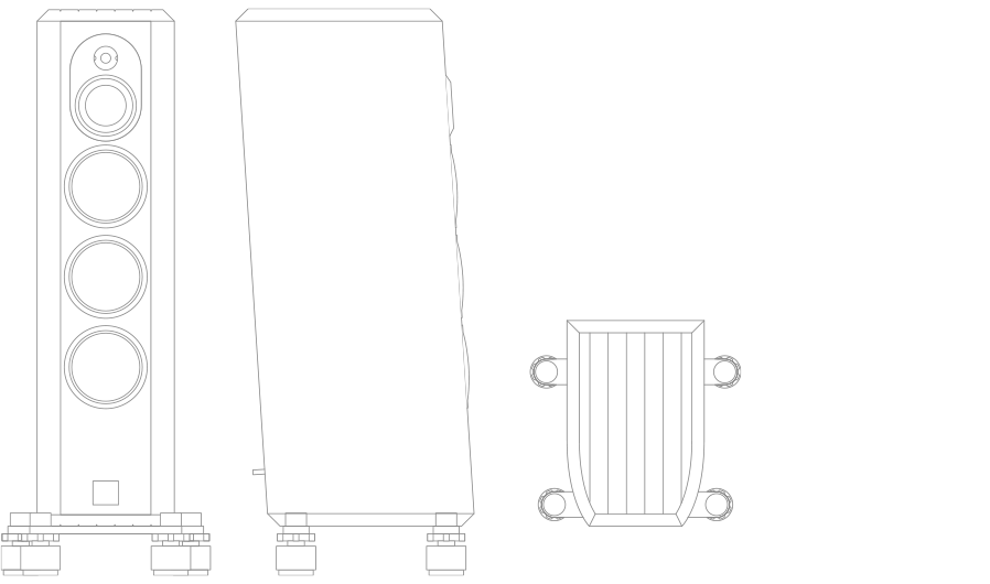 Marten Mingus Quintet 2 Front, side and plan technical drawing